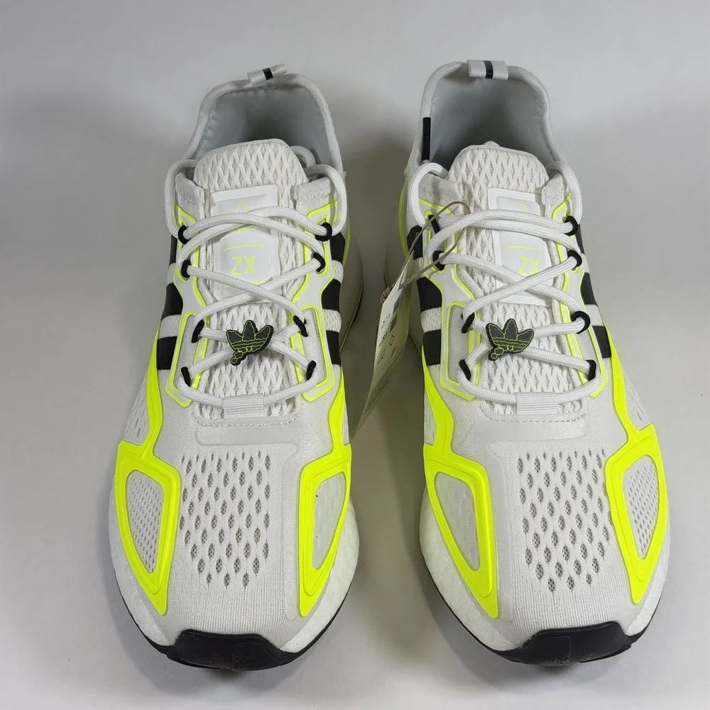Adidas Size-7 ZX‎ 2K Boost J White & Volt Athletic Training Shoes NEW